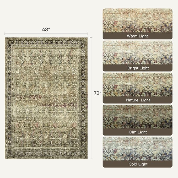 Lofus 4x6 Area Rug for Entryway, Washablee Soft Rugs for Bedroom, Living Room - Image 2