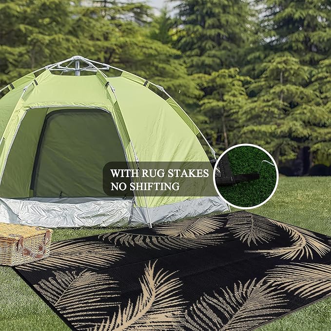 Pauwer Waterproof Outdoor Rug 6x9, Reversible Plastic Straw Patio Camping Rug - Image 6