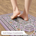 KIMODE Anti Fatigue Kitchen Mats 20"x47"+20"x32", Boho Flora Kitchen Rugs Sets - Image 3