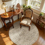 4x4 Round Bedroom Rug Washable: Living Room Rug Stain Resistant Non Slip Low - Image 2