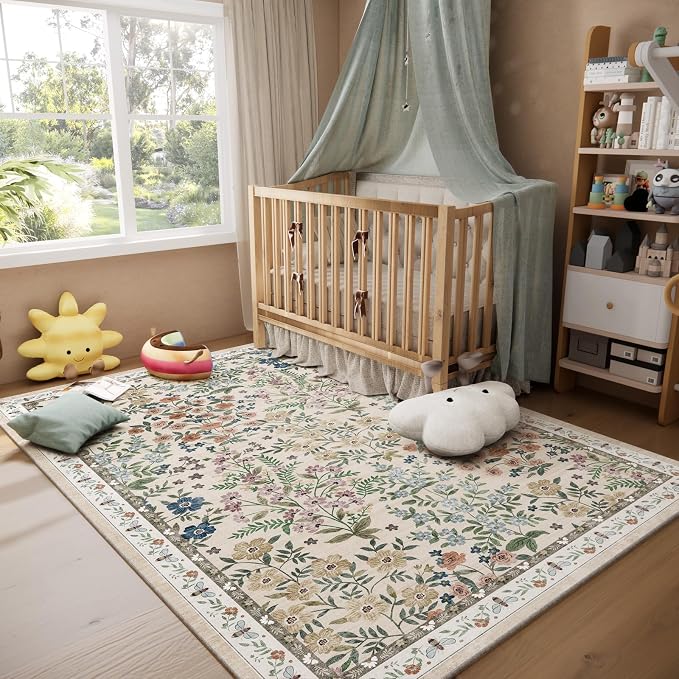 Machine Washable Rugs for Living Room: 5x7 Area Rugs for Bedroom Vintage Stain - Image 6