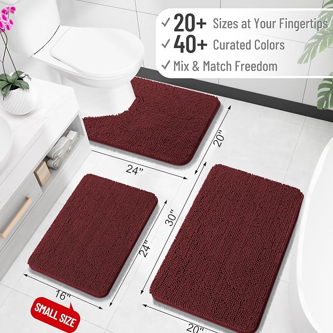 OLANLY Toilet Rugs U-Shaped 20x20, Extra Soft Absorbent Chenille Contour - Image 2
