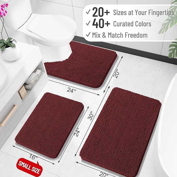 OLANLY Bathroom Rugs 30x20, Extra Soft Absorbent Chenille Bath Rugs, Rubber - Image 2