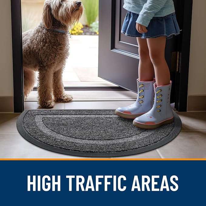 OLANLY Half Circle Door Mat Indoor Outdoor Entrance Welcome, Waterproof - Image 6