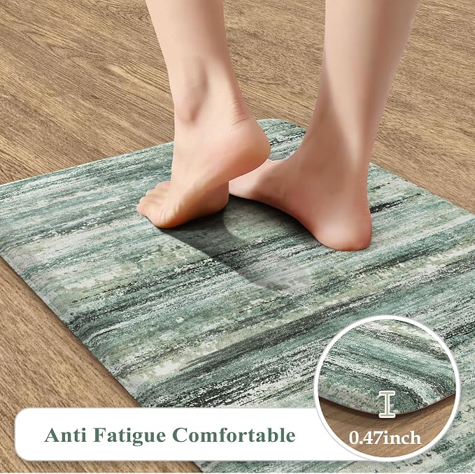 KIMODE Kitchen Mats Cushioned Anti Fatigue, Abstract Kitchen Rugs Sets of 2 - Image 2