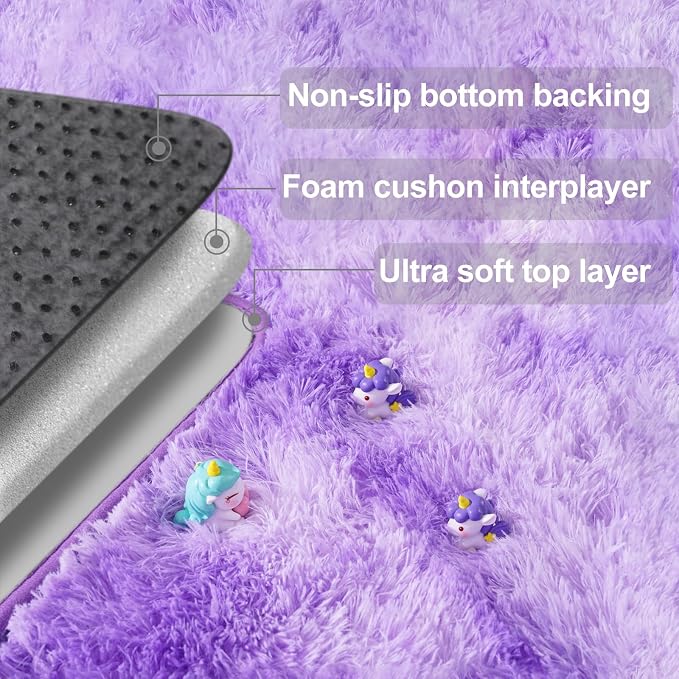 qulint Purple Rugs for Bedroom, Soft Fluffy 3x5 Nursery Rug Shag Fuzzy Small - Image 6
