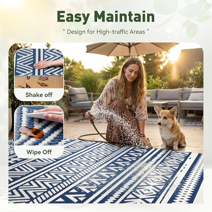 MontVoo-Outdoor Rug Carpet Waterproof 5x8 ft Reversible Patio Rug RV Camping - Image 9