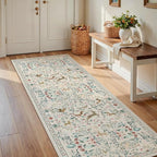 Runner Rug Washable Runners Kitchen Rugs Non Slip Neutral Floral Carpet Low Pile - Image 2