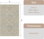 GENIMO Washable 3x5 Area Rug, Soft Vintage Floral Boho Carpet, Low-Pile - Image 2