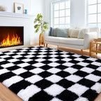 Checkered Rugs for Living Room 6x9, Ultra Soft Fluffy Rug for Bedroom, Modern by Awaytail