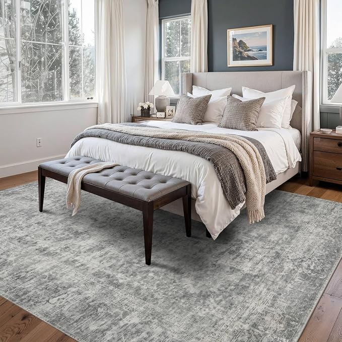 Rugxara 5x7 Area Rugs for Living Room Bedroom, Neutral Abstract Boho Rug - Image 2