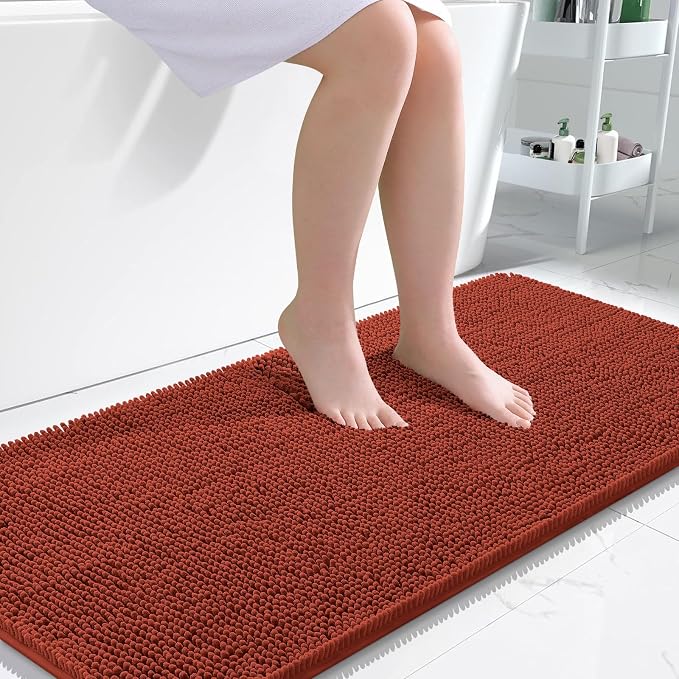 OLANLY Bathroom Runner Rugs 47x24, Soft Absorbent Chenille Bath Rugs, Rubber by OLANLY