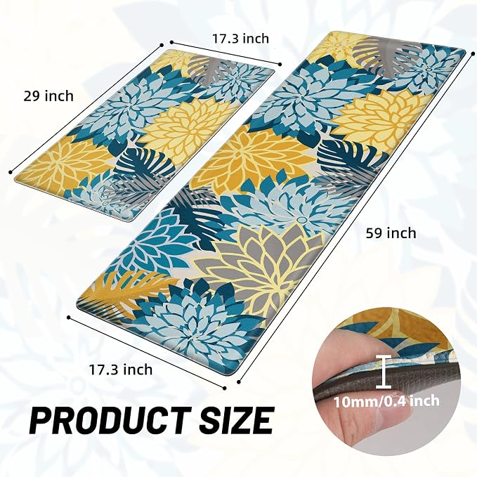 Arenarug Kitchen Mats for Floor 2PCS Cushioned Anti Fatigue Kitchen Mats - Image 2