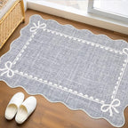 GarveeHome Scalloped Bow Rug for Kitchen Floor, Solid Grey Rug for Dorm by GarveeHome