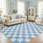 GarveeHome Checkered Light Blue and White 6x9 Area Rugs Geometric Diamond Dot by GarveeHome
