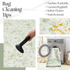 Green and Cream Area Rug 3x5 for Entryway Machine Washable Small Rug for Indoor - Image 6
