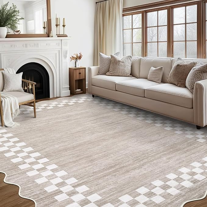 GarveeHome 8x10 Area Rug for Living Room Scalloped Washable Large Bedroom Rug by GarveeHome
