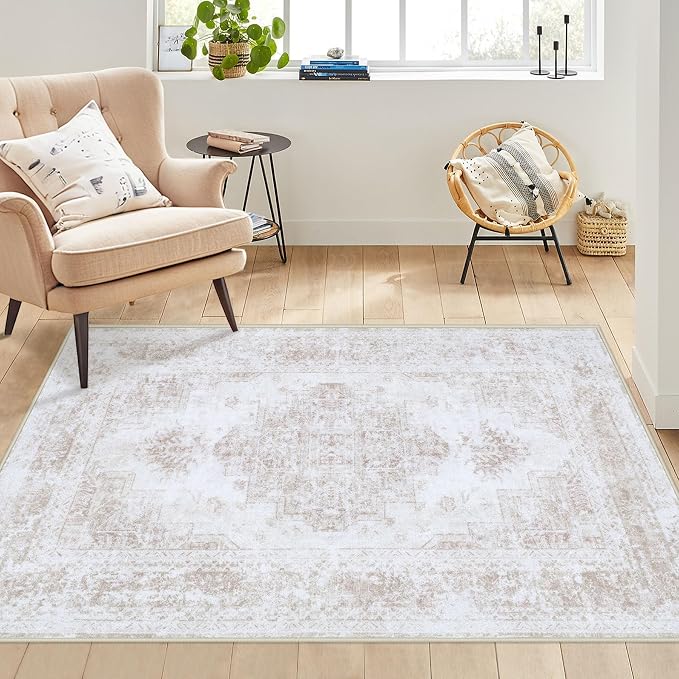 XLUEZ Bedroom Rug 3x5 Vintage Rugs, Machine Washable Small Area Rug Retro - Image 2
