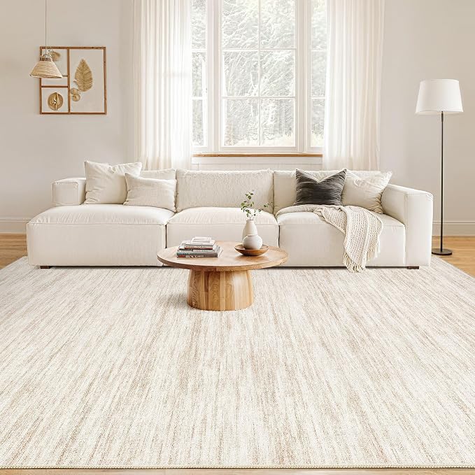 Nakagishi 10x14 Area Rugs Living Room: Washable Large Vintage Rug Neutral - Image 4