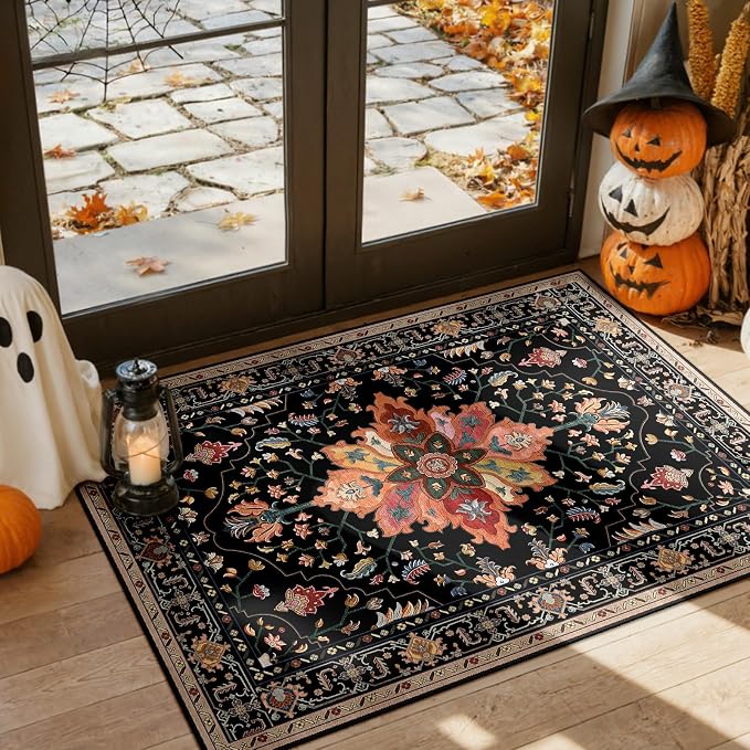 RELEANY Area Rugs 3'x5' Washable Non-Slip, Floral Vintage Distress Medallion - Image 9