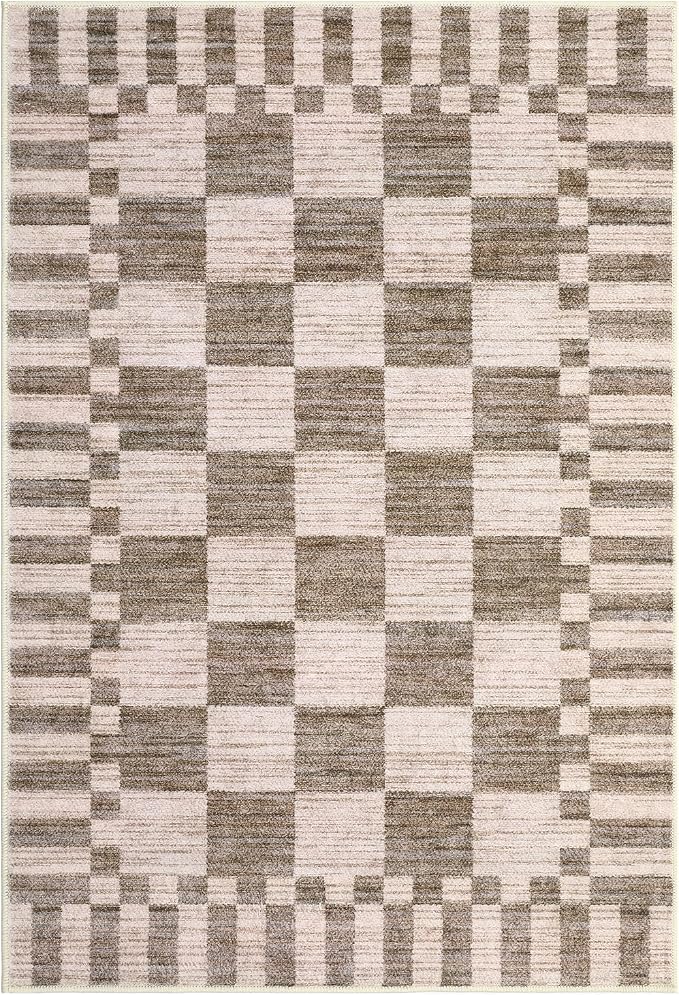 GarveeHome Brown Checkered Rug 2x3 Washable Rug Non-Slip - Image 4