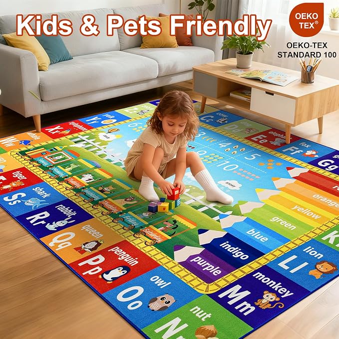 ABC Rug for Playroom Classroom Bedroom, 5x7 Kids Educational Area Rug for - Image 4
