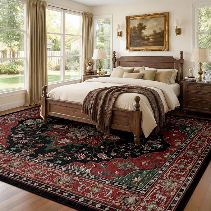 RELEANY Area Rugs 8'x10' Washable Non-Slip, Floral Vintage Distress Medallion - Image 2