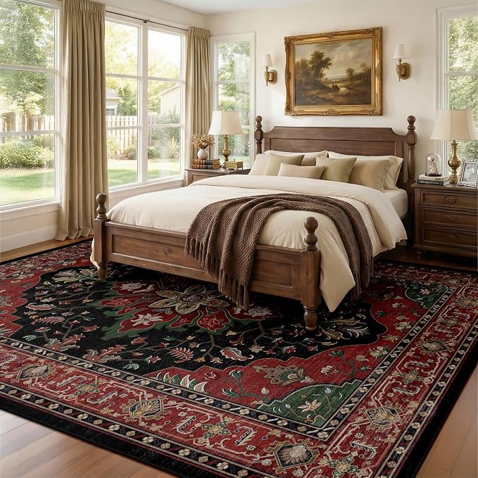 RELEANY Area Rugs 7'x10' Washable Non-Slip, Floral Vintage Distress Medallion - Image 2