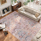 AMTOVO 8x10 Washable Area Rugs for Living Room, Non-Slip&Non-Shedding Floral - Image 2