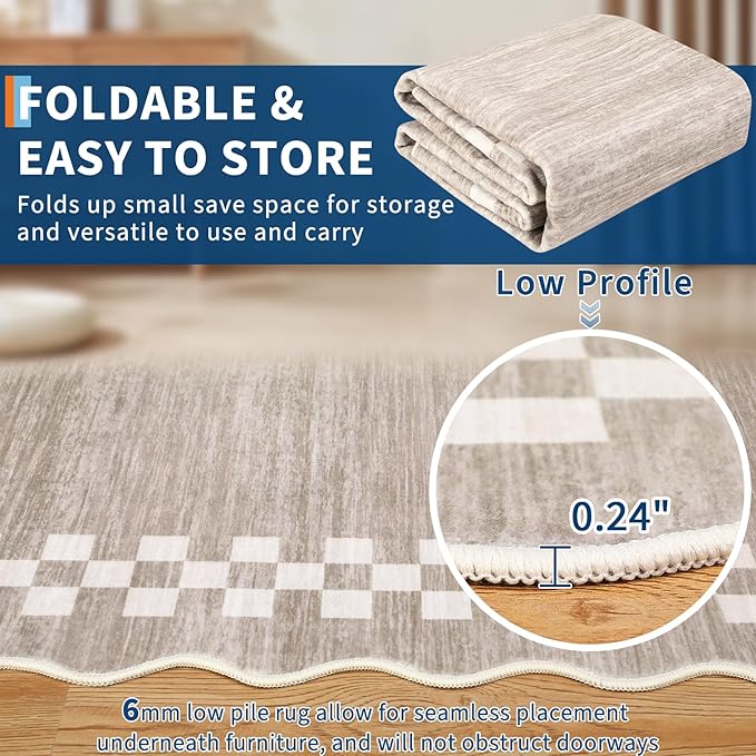 GarveeHome 8x10 Area Rug for Living Room Scalloped Washable Large Bedroom Rug - Image 5