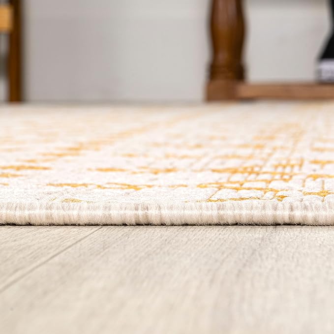 JONATHAN Y Moroccan Geometric Indoor Outdoor Area Rug 3X5 Cream/Yellow - Image 7