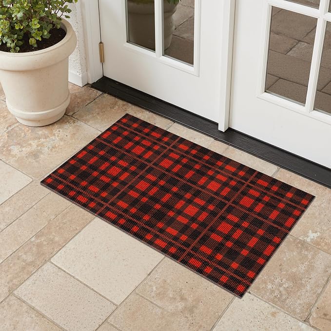 GENIMO Door Mat 18X30 Inch Buffalo Plaid Christmas Decor Rug Outdoor Geometric - Image 5