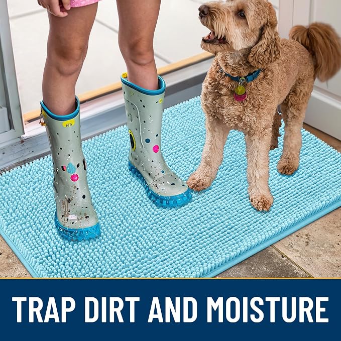 Smiry Dog Door Mat for Muddy Paws 36x24, Absorbent Dirt Trapper, Non-Slip - Image 3