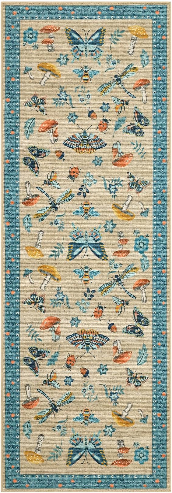 Mushroom Insect 2x6 Runner Rug for Hallway Washable Kitchen Rugs Non Slip - Image 4