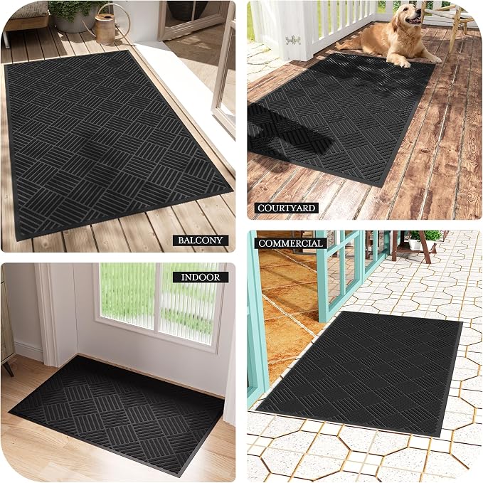 Dirt Trapper Door Mat 3' x 5', Rubber Backing Non Slip Heavy Duty Welcome Mat - Image 8