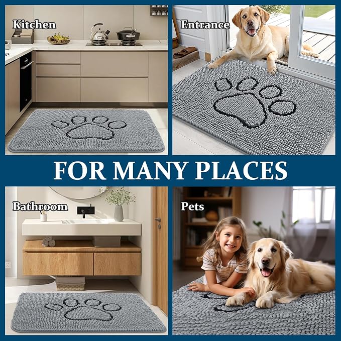 OLANLY Dog Door Mat for Muddy Paws 40x24, Paw Print Design, Absorbs Moisture - Image 8