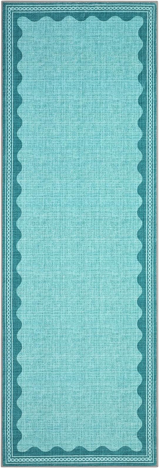 GarveeHome Scalloped Teal 2.5x8 Runner Rug - Image 3