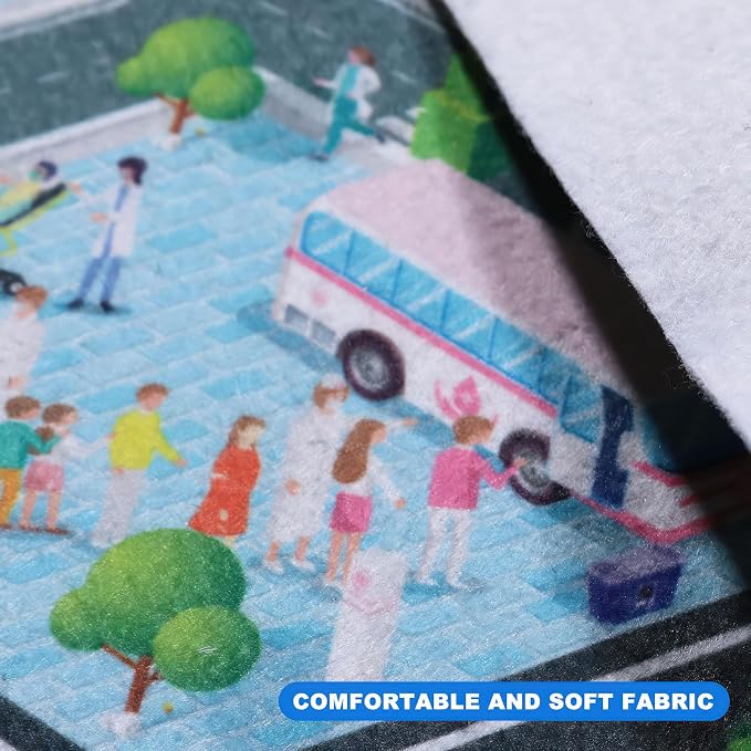Houkiper Kids Carpet Playmat Rug, Felt Cloth Fire-Themed Game Playmat, Foldable - Image 6