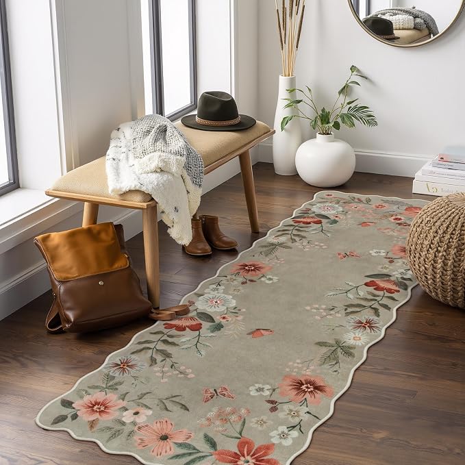 Lahome Floral Kitchen Runner, 2x5 Soft Washable Runner Rug Non Slip, Ultra-Thin by Lahome