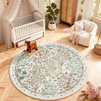 Washable Round Rugs for Bedroom 4ft: Living Room Rug Stain Resistant Non Slip - Image 6