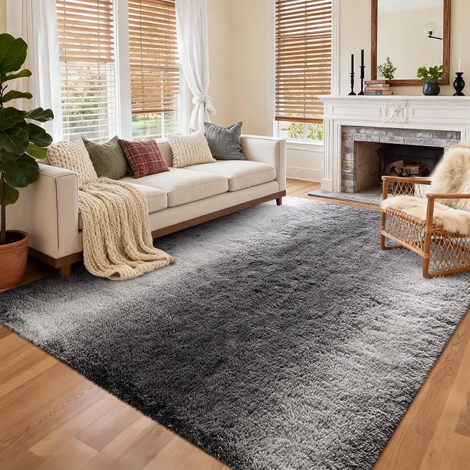 Area Rugs for Living Room, 6x9 Feet Soft Fluffy Plush Rug High Pile Non-Slip - Image 2