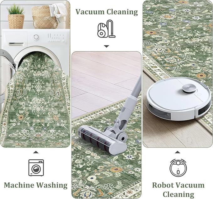 Yamaziot Washable Runner Rug 2x7 – Non Slip Boho Floral Hallway Runner Rug - Image 5