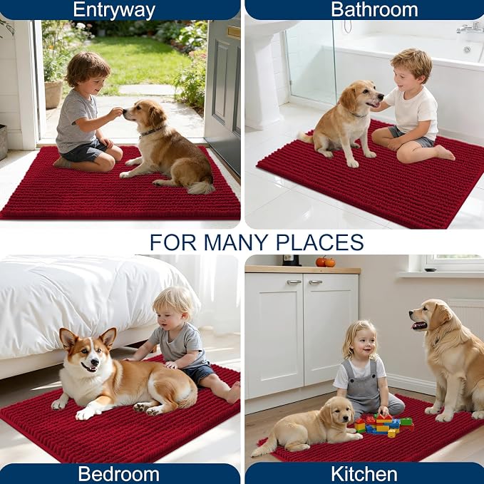 OLANLY Dog Door Mat for Muddy Paws 24x16, Ultra Absorbent Chenille Mud Doormat - Image 8