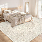 10x14 Area Rug for Living Room: Vintage Boho Neutral Washable Rug Indoor Soft - Image 2
