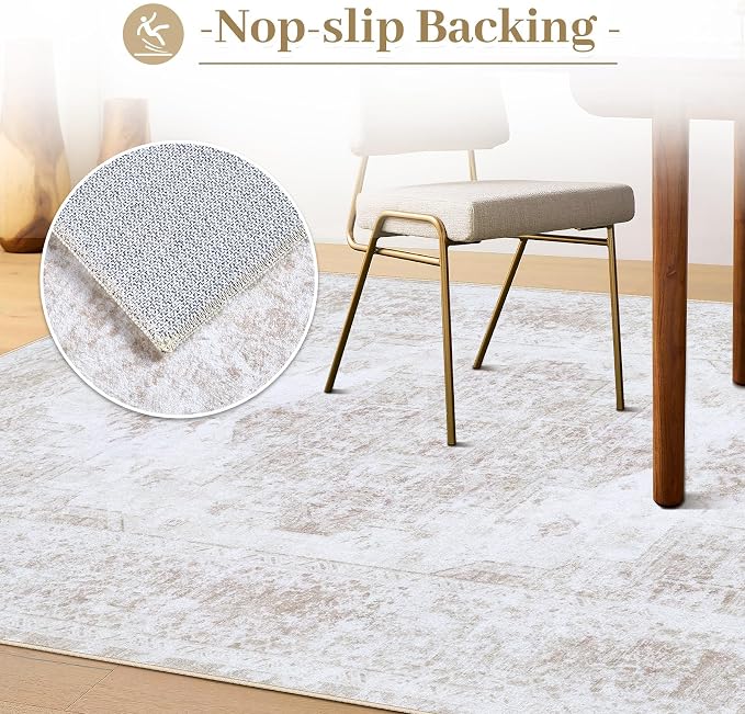 XLUEZ Area Rug 4x6 Vintage Rug, Machine Washable Vintage Distressed Medallion - Image 6