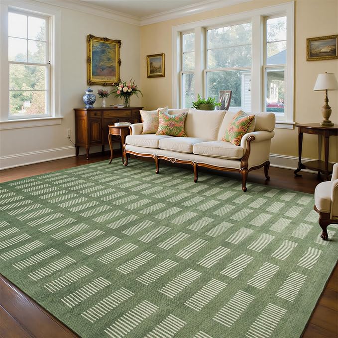 Washable Rugs 8x10 Area Rugs for Living Room, Ultra Soft Faux Wool Retro Carpets - Image 7