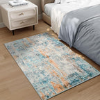 Entrance Rugs Indoor 2x3 Blue Entry Rug Washable Abstract Small Area Rug - Image 5