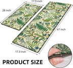 Beige Green Botanical Kitchen Rugs Set of 2 Plant Leaf Anti-Fatigue Kitchen Mat - Image 2