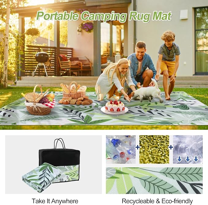 Lahome Leaf Indoor Outdoor Rugs, 6x9ft Non Slip Outdoor Patio Rug - Image 2