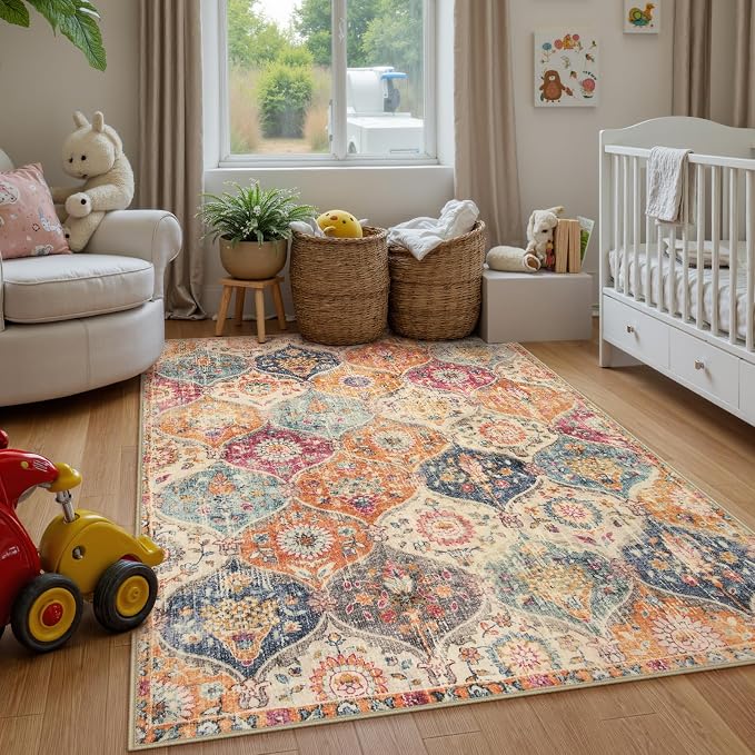 Lahome Moroccan Washable Area Rugs 9x12 Living Room, Soft 9x12 Area Rug - Image 3
